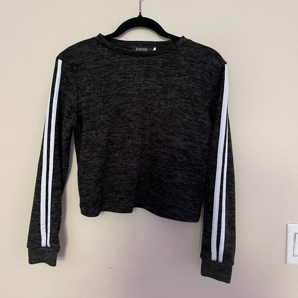 Zoya Women's Women's Grey with White stripes Soft top Athleisure Sporty 2